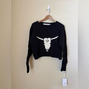 Alix of Bohemia New Leigh Cow Skull Sweater Black Medium